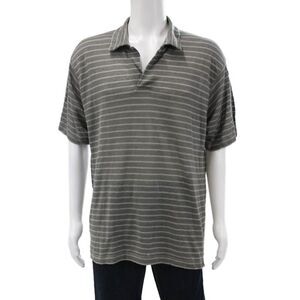 Armani Collezioni Mens Gray Linen Collared Polo Shirt Short Sleeve Size M